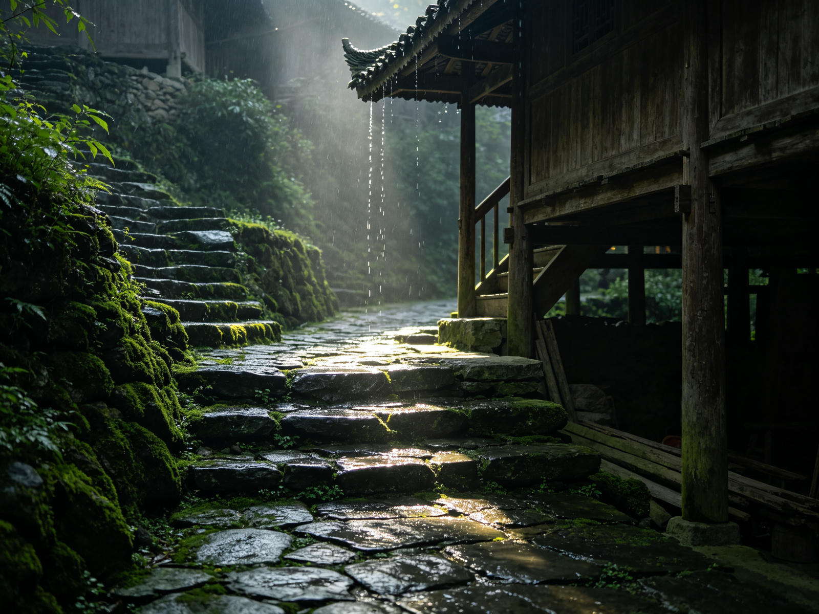 雨后青苔石阶